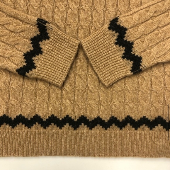 MaxMara tan cable knit fairisle crew neck pullover Large - Picture 8 of 10